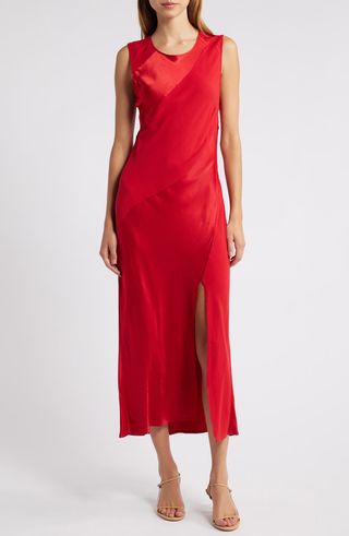 Sanya Paneled Satin Midi Dress