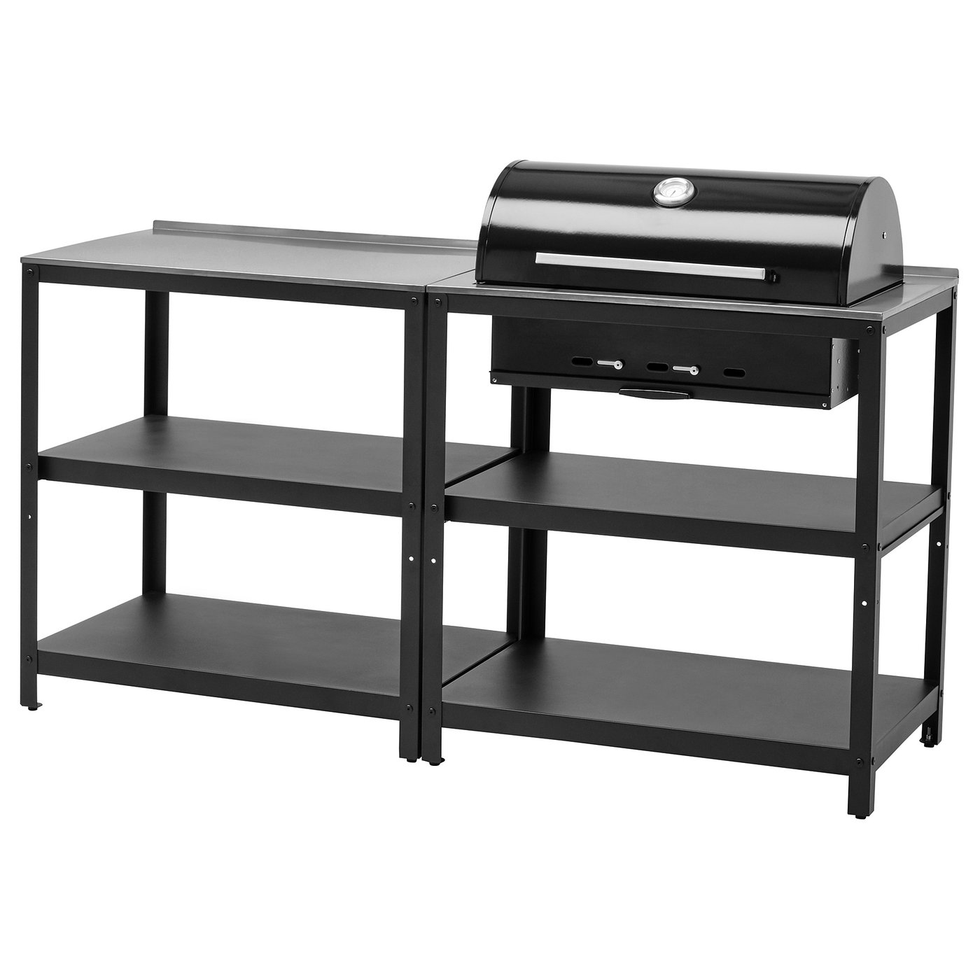 Grillsk&amp;Auml;r Kitchen With Charcoal Bbq, Outdoor - Stainless Steel 67 3/4x24 "