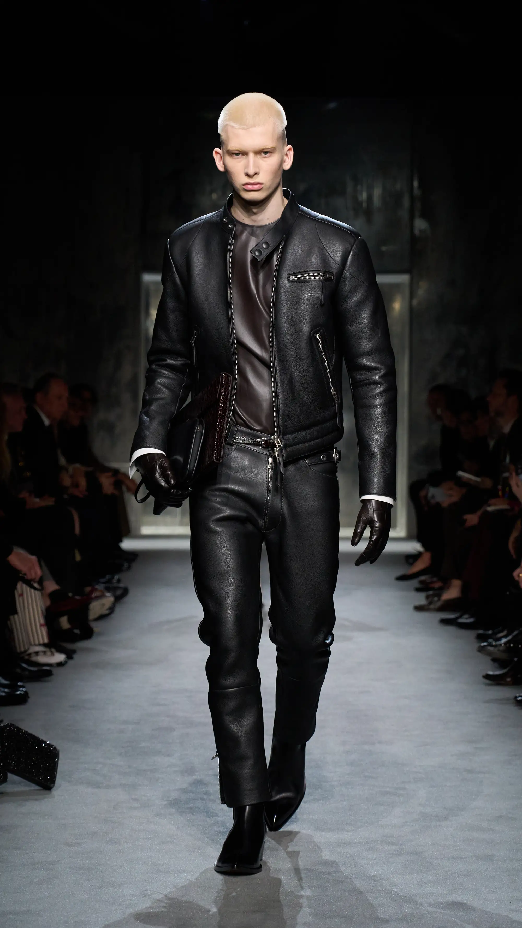 Haider Ackermann&amp;rsquo;s all-leather ensemble in his debut collection for Tom Ford