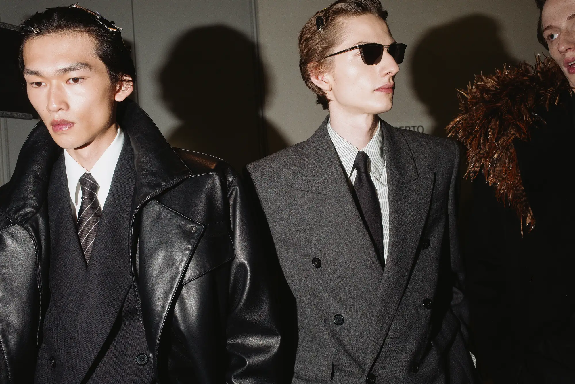 Black leather and smart tailoring sit side by side at Saint Laurent