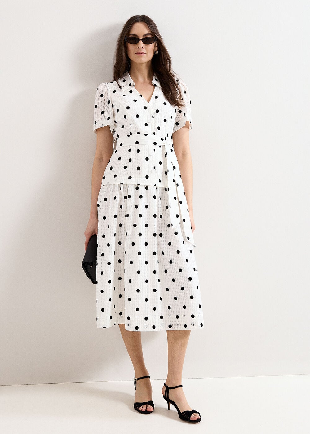 Adele Polka Dot Shirt Midi Dress