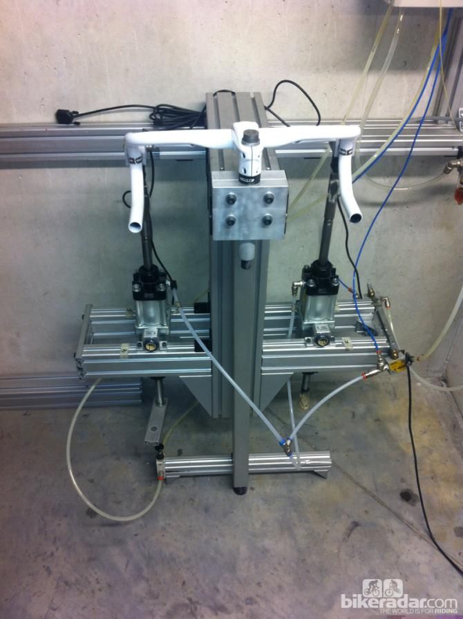 QC testing as frames, bars and forks are pulled, pushed and stretched