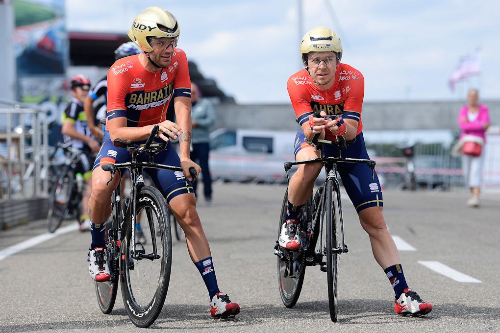 Bahrain-Merida's Damiano Caruso and Domen Novak