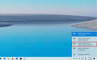 Windows 10 change keyboard layout from taskbar