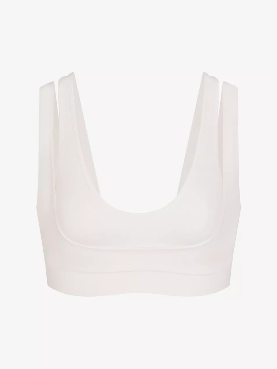 Matte Double-Strap Scoop-Neck Sports Bra - Xxs