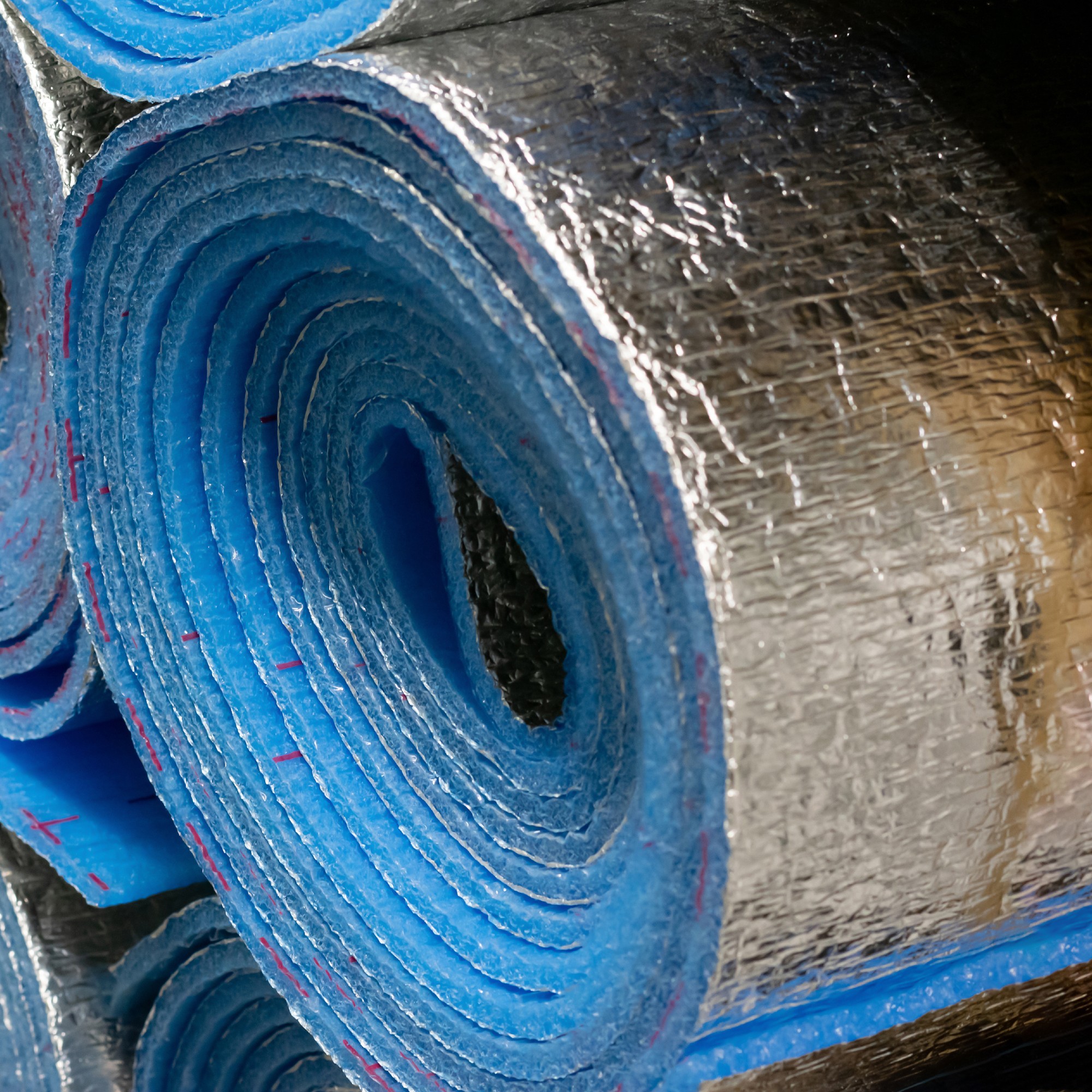 Close up of rolls of multi foil insulation