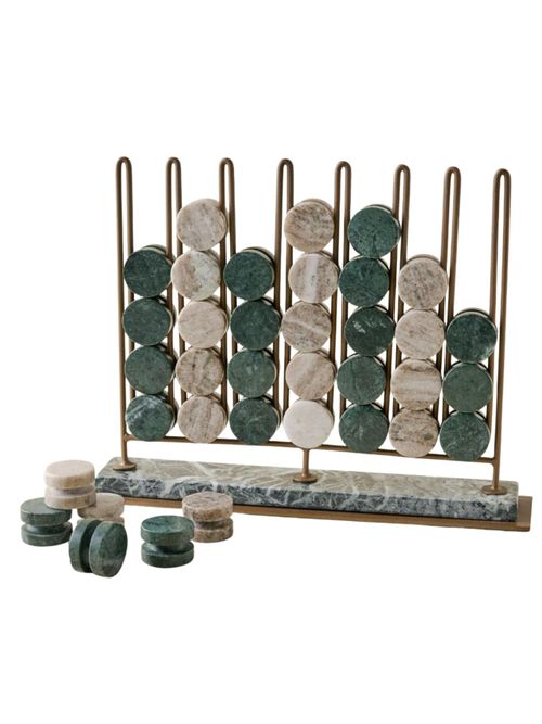 Green Marble Four In-a-Row Decorative Game