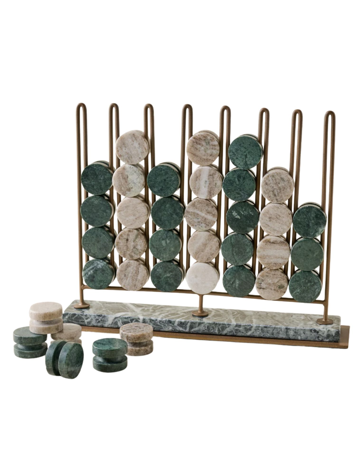 Green Marble Four In-a-Row Decorative Game