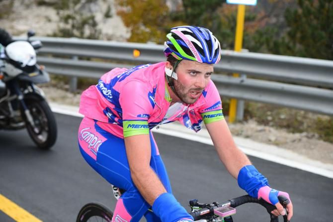 Andrea Palini (Lampre-Merida) climbs hard