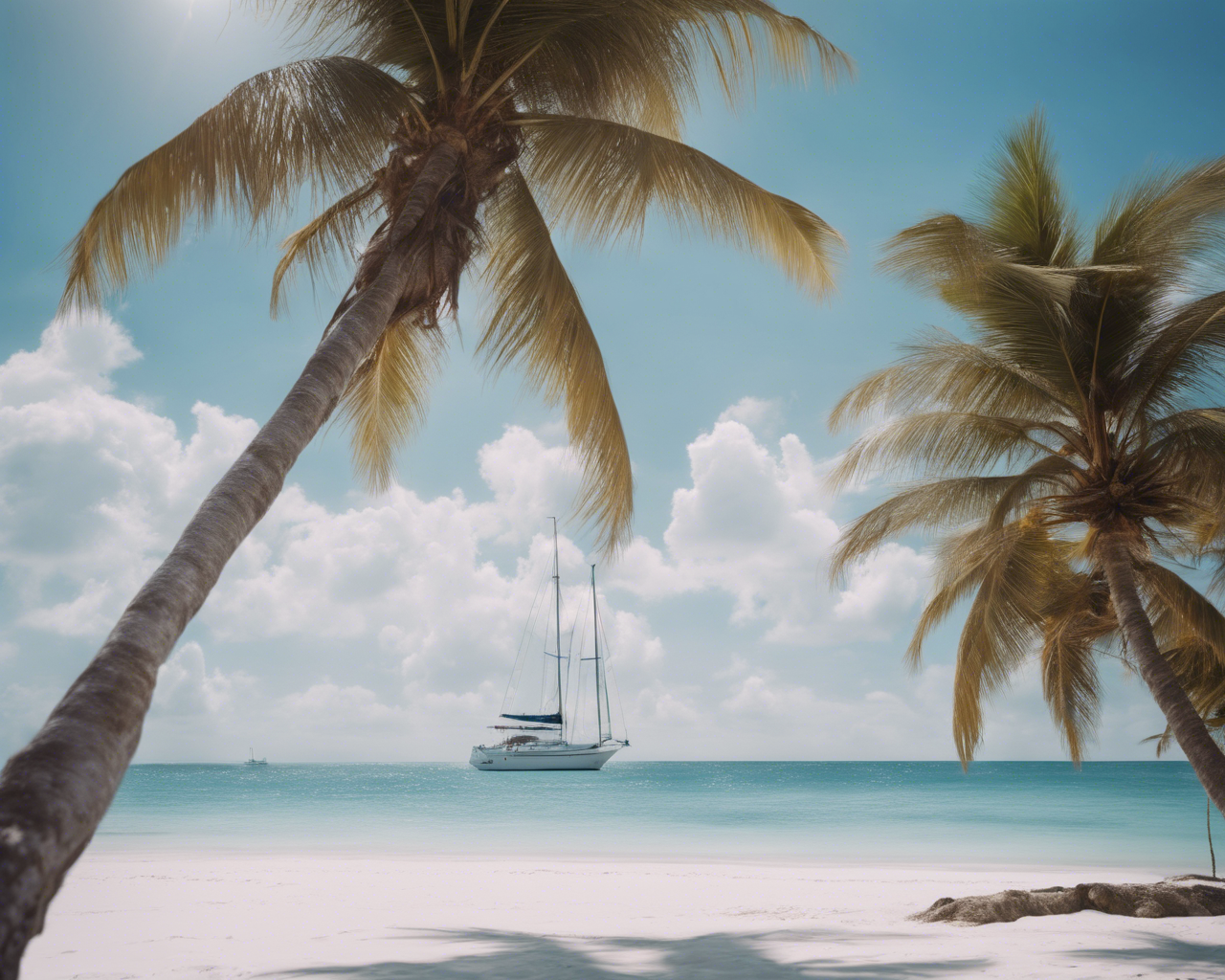 AI image of palm trees and beach