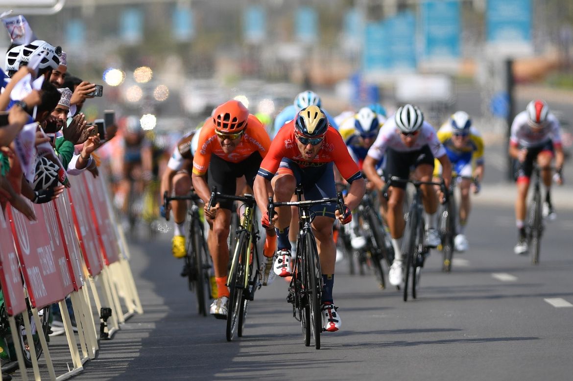 Sonny Colbrelli sprints for victory in Oman