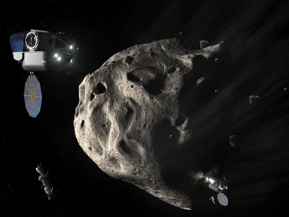 Concept Image of Twin SEVs Approaching an Asteroid