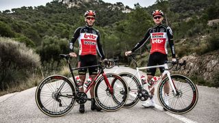 Lotto Soudal's Philippe Gilbert and Tim Wellens with the Ridley Helium SLX Disc bikes