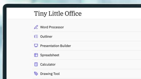 A laptop screen showing the Tiny Little Office web menu