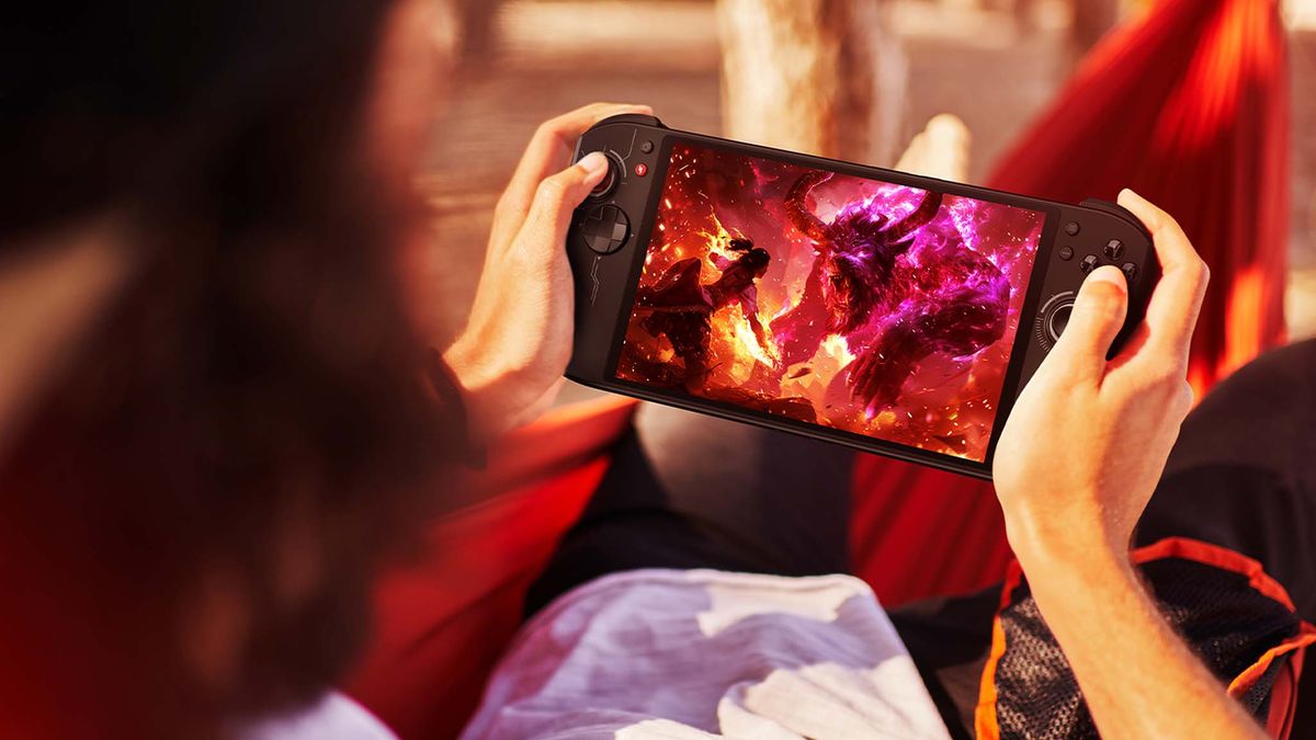 Someone holding Acer Nitro Blaze 8 and playing a game.