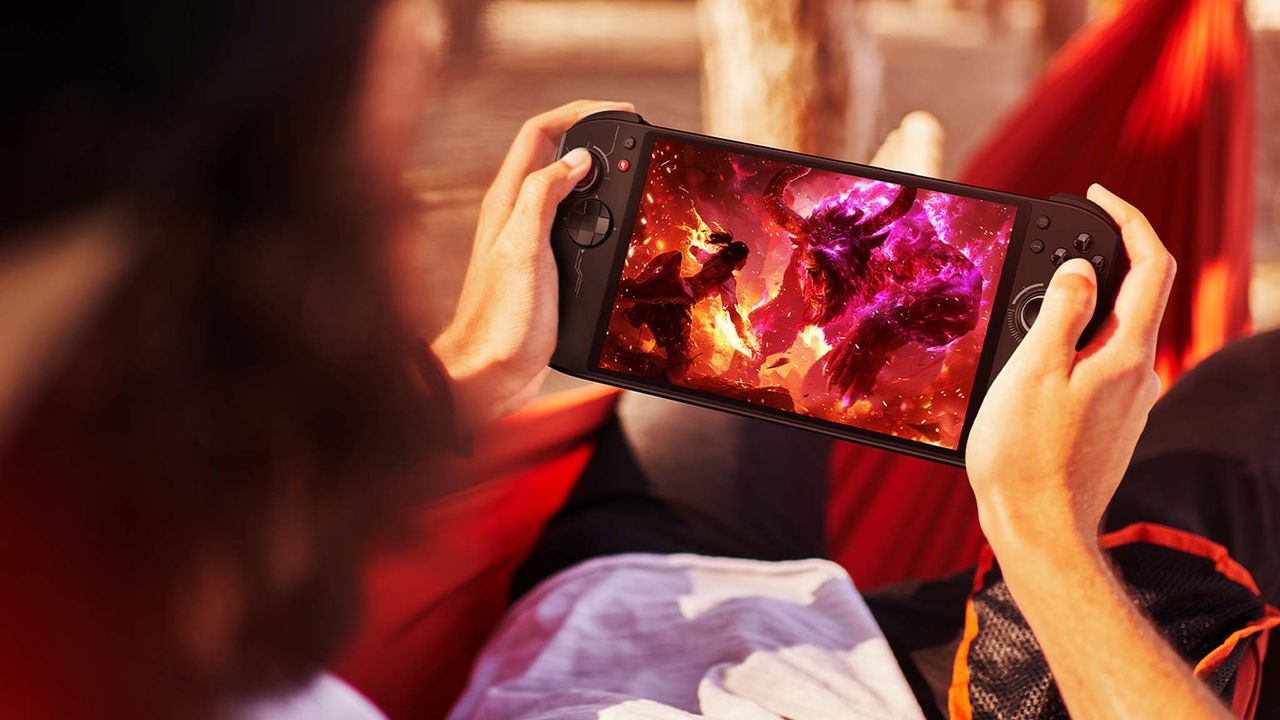 Someone holding Acer Nitro Blaze 8 and playing a game.