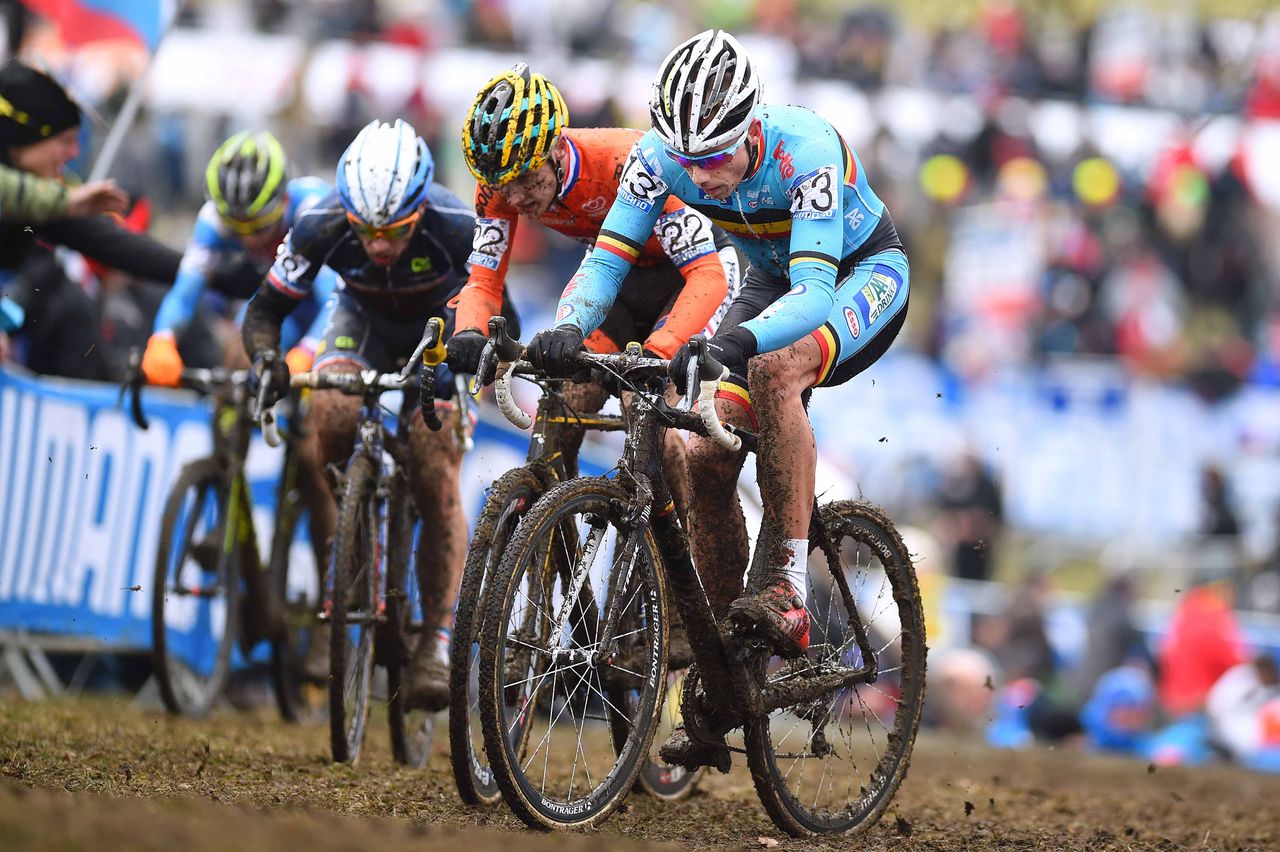 Sven Nys (Belgium) chasing with Corne van Kessel (Netherlands) and Francis Mourey (France)