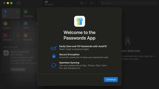 The welcome screen you see when opening Apple Passwords for the first time