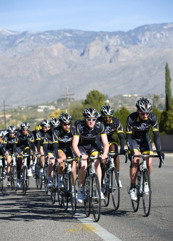The Trek-Livestrong team heads south out of Tucson.