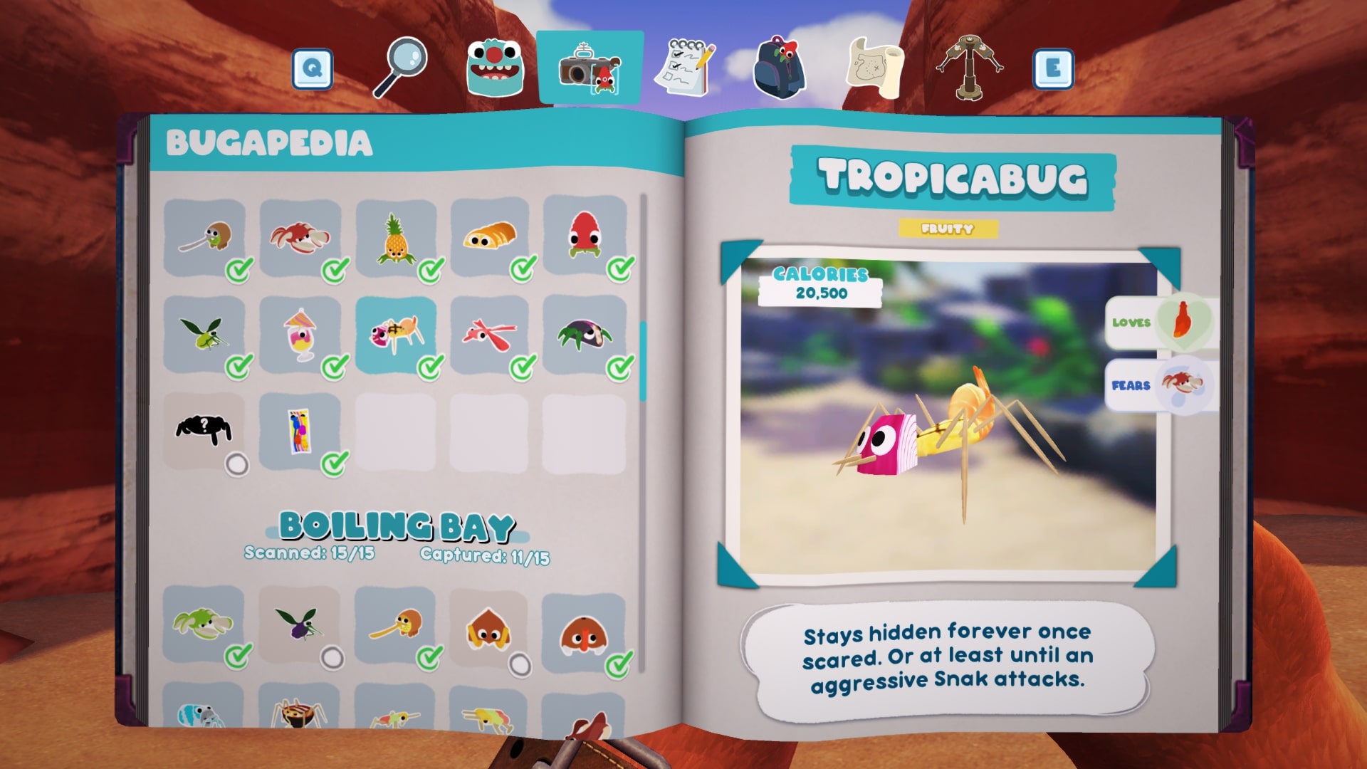 Bugsnax Bugapedia: Tropicabug