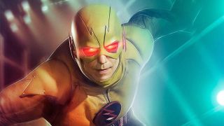 The Flash Season 1 poster of Tom Cavanagh suited up as Reverse-Flash