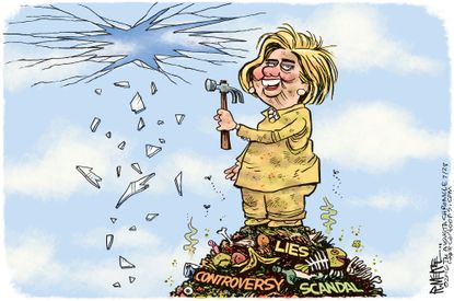 Political cartoon U.S. Clinton glass ceiling