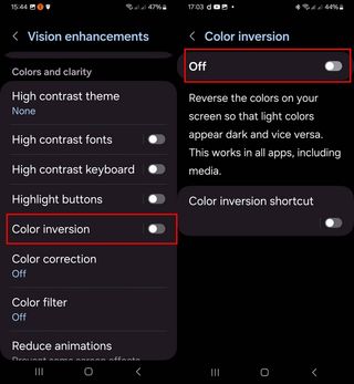 Color Inversion option in Settings