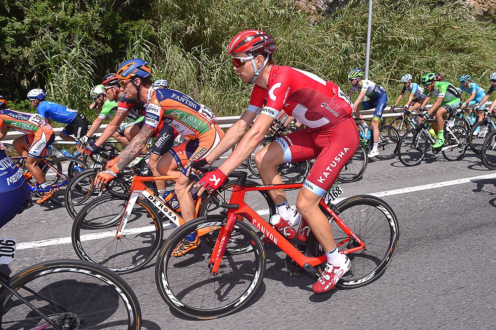 Team Katusha in the peloton