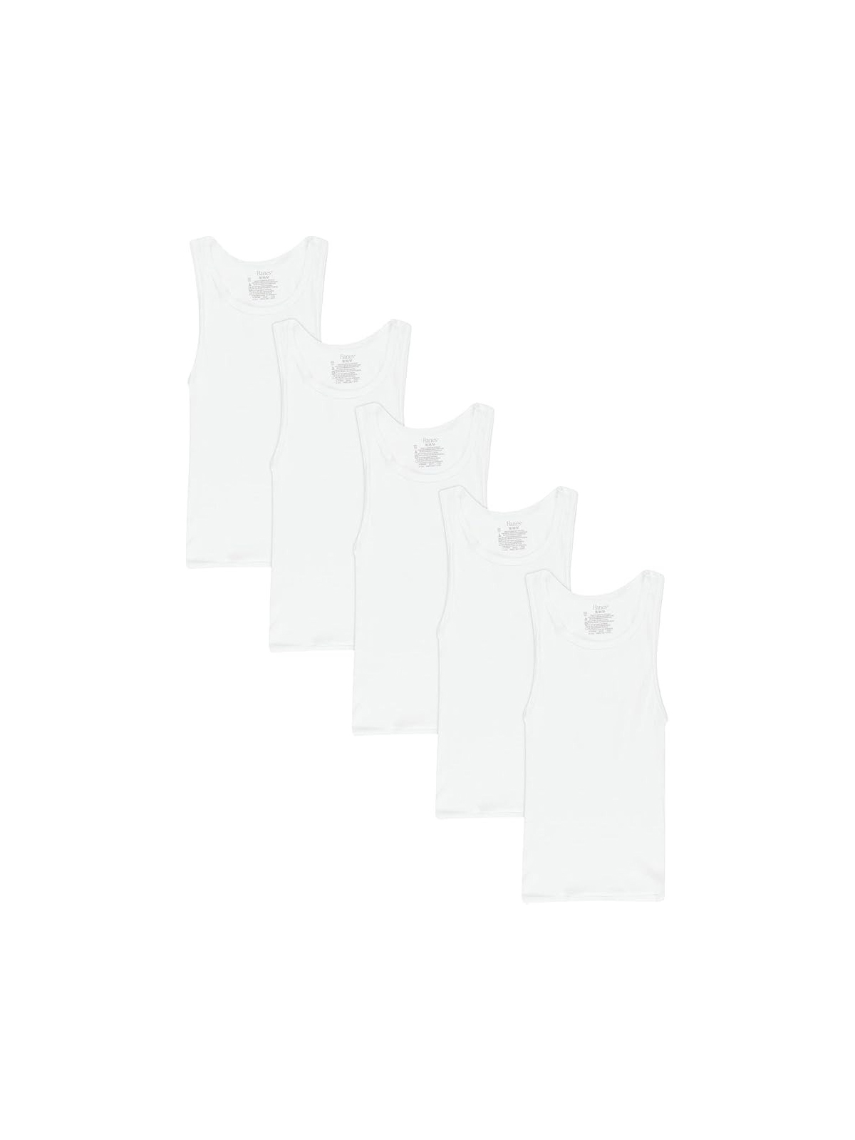 Hanes Boys' Tank Undershirt, Ecosmart Cotton Shirt, Multiple Packs Available, White, Small