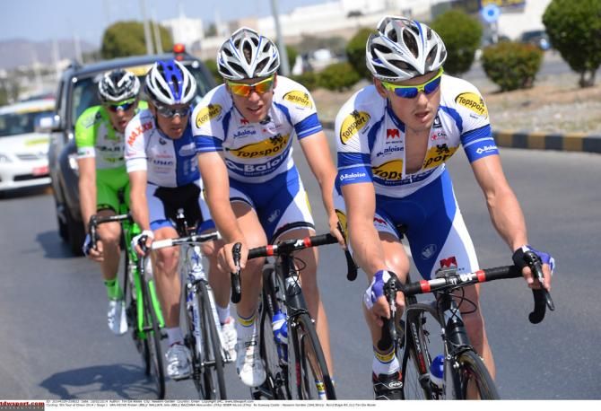 The early break during stage 1 in Oman included Preben Van Hecke and Jelle Wallays (Topsport Vlaanderen-Baloise), Alessandro Bazzana (UnitedHealthCare) and Nicola Boem (Bardiani-CSF)