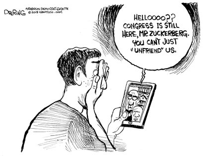 Political cartoon U.S. Mark Zuckerberg testify Facebook Cambridge Analytica