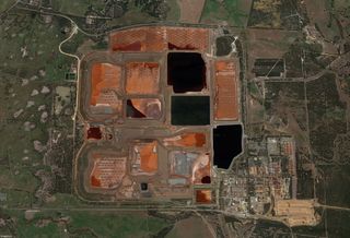 satellite photo of red mud site