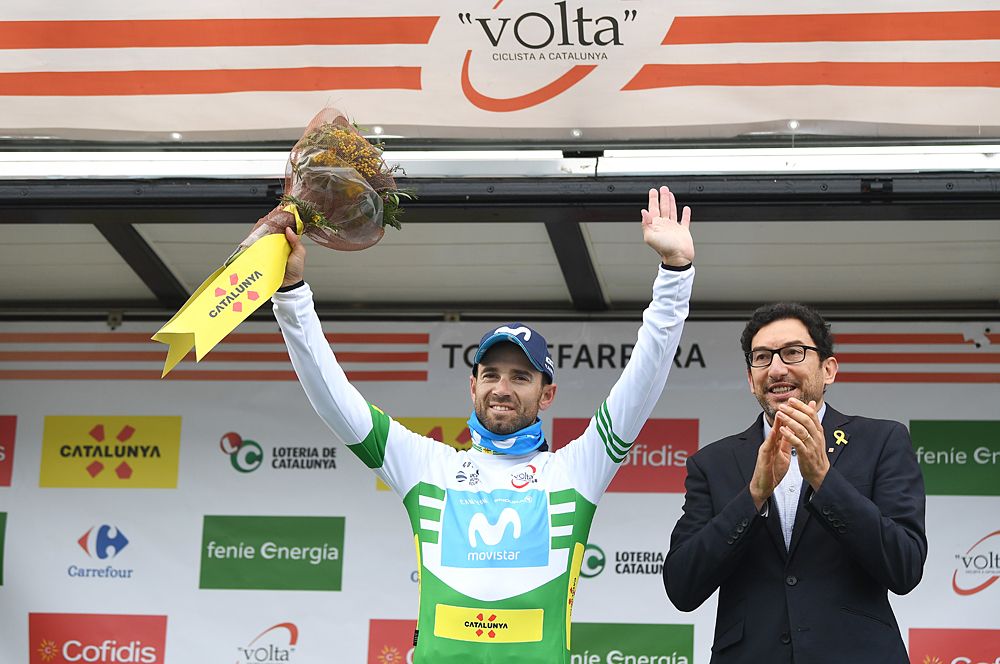 Alejandro Valverde (Movistar) leading Volta a Catalunya overall and mountain classifications