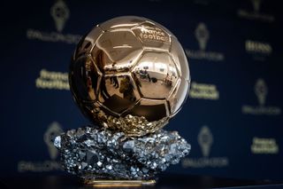The Ballon d'Or trophy is displayed during a press conference to present the new Ballon d'Or trophy, on the outskirts of Paris, on September 19, 2019. (Photo by Thomas SAMSON / AFP) (Photo credit should read THOMAS SAMSON/AFP via Getty Images)