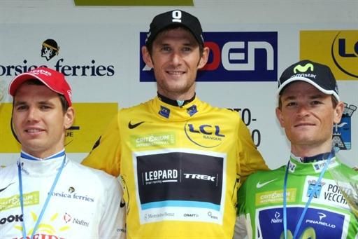 Fr&auml;nk Schleck (Lepard Trek) on the podium
