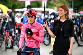 SCANDIANO ITALY MAY 16 Geraint Thomas of The United Kingdom and Team INEOS Grenadiers Pink Leader Jersey prior to the 106th Giro dItalia 2023 Stage 10 a 196km stage from Scandiano to Viareggio UCIWT on May 16 2023 in Scandiano Italy Photo by Stuart FranklinGetty Images