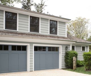 double garage doors painted in gray