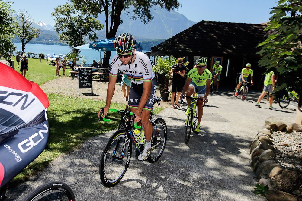 Peter Sagan (Tinkoff) in the saddle during the Tour's second rest day.