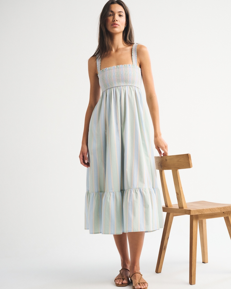 A&amp;amp;f Sydney Smocked Convertible Midi Dress