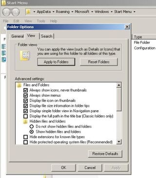 View Hidden Files in Vista