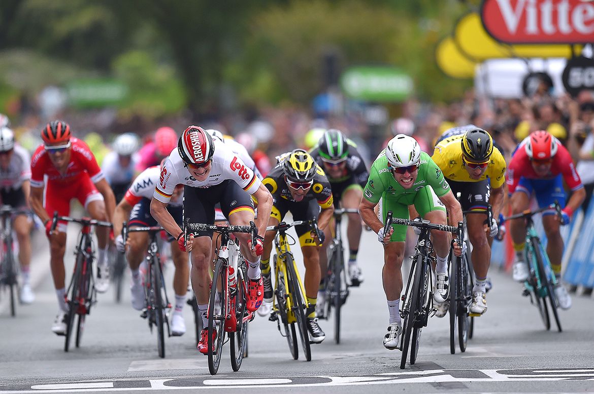 The sprint on stage 3 of the Tour de France