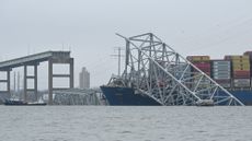 The Dali container ship after striking the Key Bridge in Baltimore