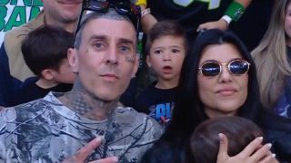 Travis Barker and Kourtney Kardashian at WWE's Money In The Bank