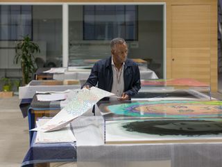 Charles Gaines in his Los Angeles studio, 2020