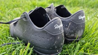 Rapha Explore gravel shoe reflective heel detail section