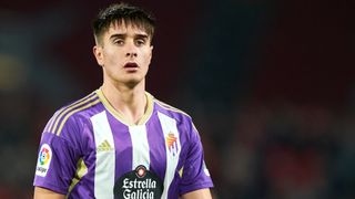 Ivan Fresneda of Real Valladolid looks on during the La Liga match between Real Mallorca and Real Valladolid at the Estadi Mallorca Son Moix on 7 January, 2023 in Palma de Mallorca, Spain.