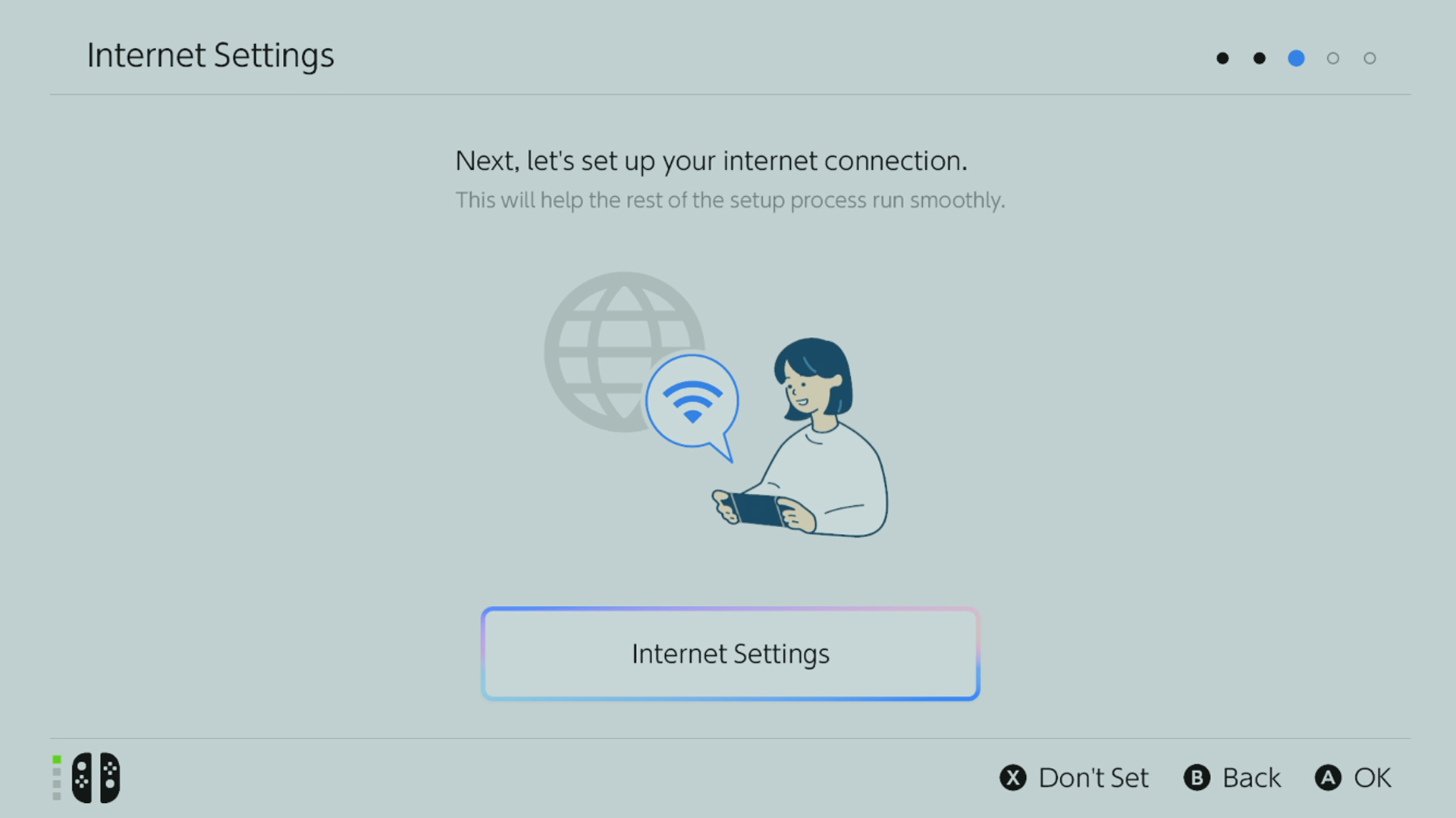 The internet connection screen in the Switch 2 setup process