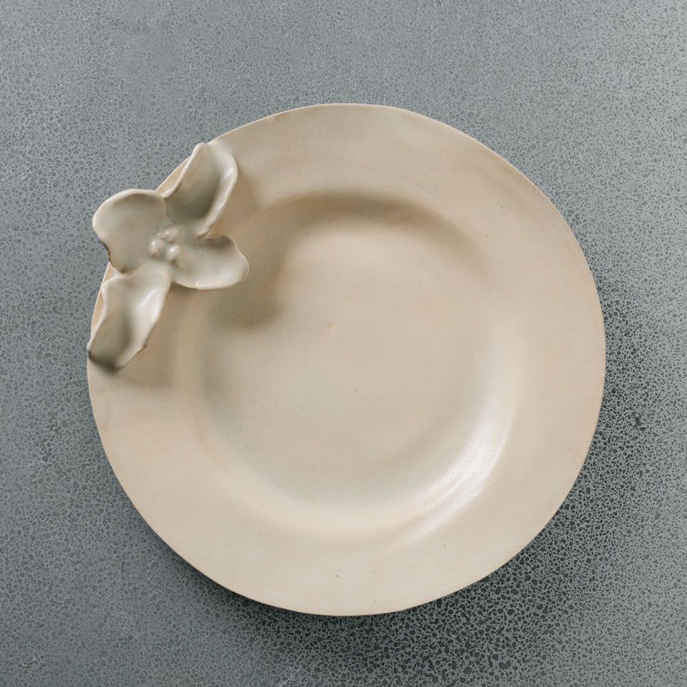Large Flower Plate - Satin White
