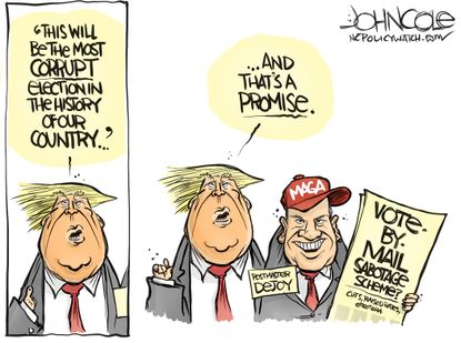 Political Cartoon U.S. Trump Corrupt Election Vote by Mail