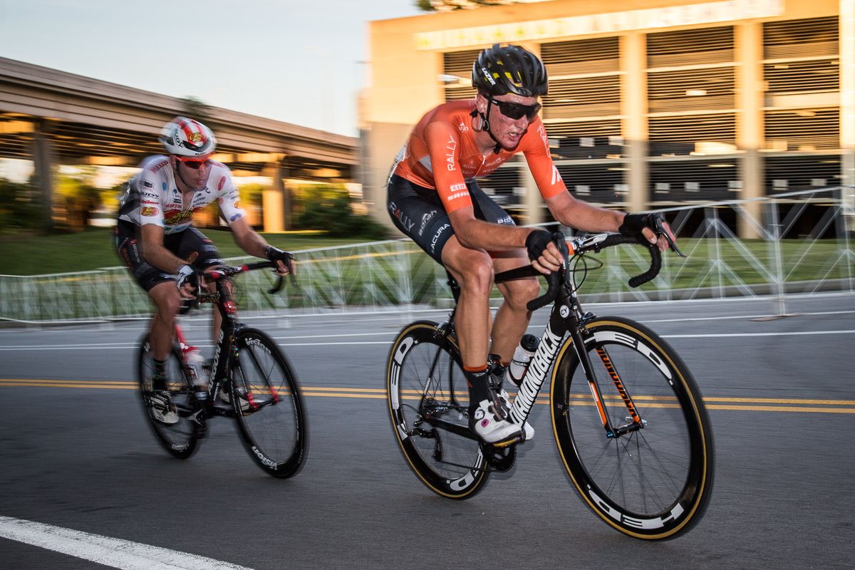 Brandon McNulty (Rally) leads the break